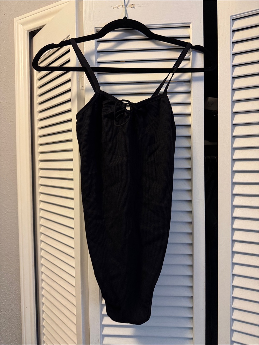 Black Ribbed Spaghetti bodysuit NWOT